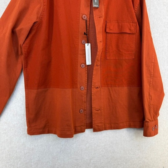 EXPRESS Men Rust Orange Utility Shirt Jacket Long Sleeve Button Front Size M - Picture 4 of 6